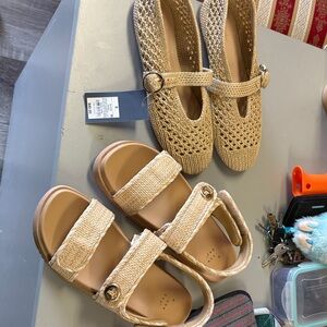 Beige Woven Sandals and Flats